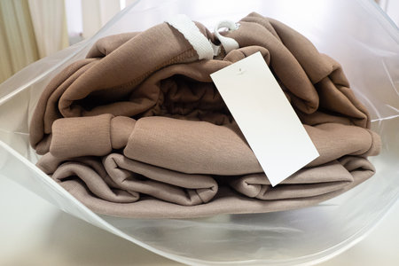 textile industry. The suit is in the package. casual clothing. retail trade.の写真素材