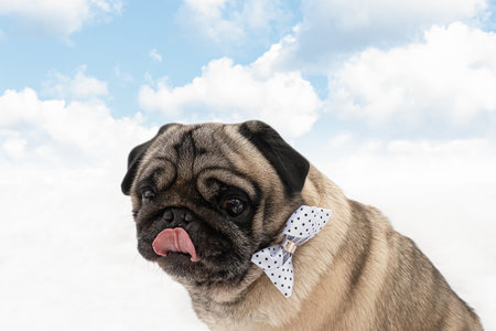 dog. Pug. holidays and events. A greeting card.の写真素材