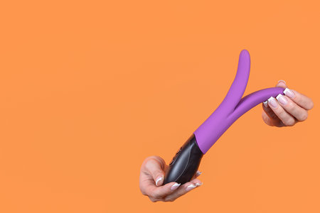 A sex toy. double vibrator. copyspace.の写真素材