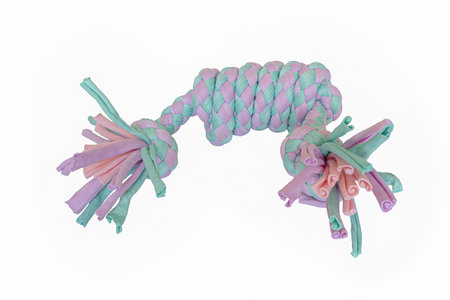 A pet toy on a white background. Braided form. Pet products.の写真素材