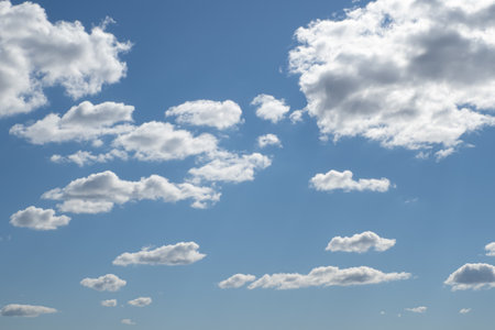 Sky. The clouds. Nature is a landscape. Fluffy clouds in the blue sky.の写真素材