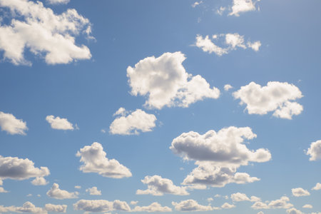 Sky. The clouds. Fluffy clouds in a blue sky. Landscape.の写真素材