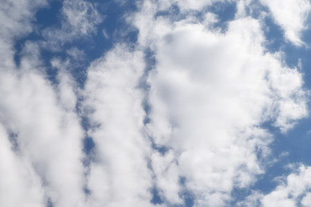 The clouds. Sky. Wallpaper - decor. Floating clouds in the blue sky.の写真素材