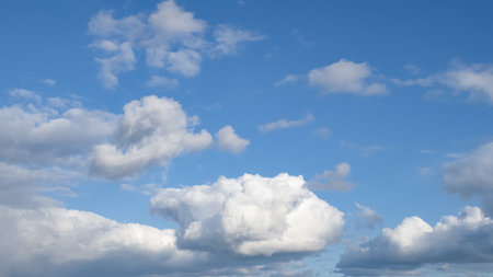 Sky. The clouds. Cumulus clouds in a blue sky. Landscape - nature.の写真素材