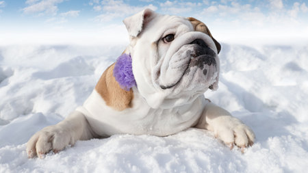 dog. English bulldog. A thoroughbred dog in a public park. holidays and events.の写真素材