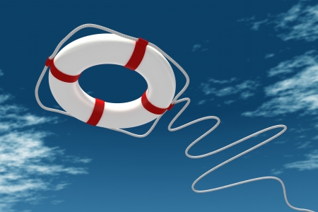 Life preserver in skyの写真素材