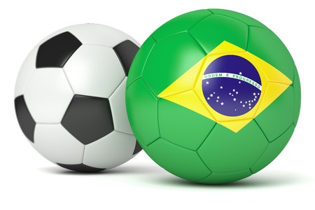 Classic and Brazilian soccer balls isolated on white backgroundの写真素材