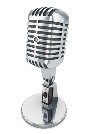 microphone isolated retro vintage mic studio audio classic chrome white backgroundの写真素材
