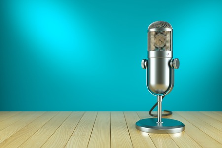 Studio microphone stand. On the AIR radio concept 3dの写真素材