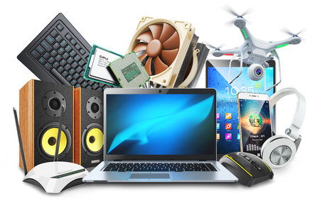 Computers, mobile devices and digital accessories logo. Isolated on white background 3dの写真素材