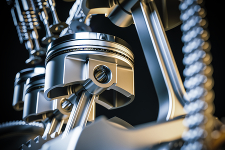Engine pistons. Crankshaft mechanism. 3d render concept.の写真素材