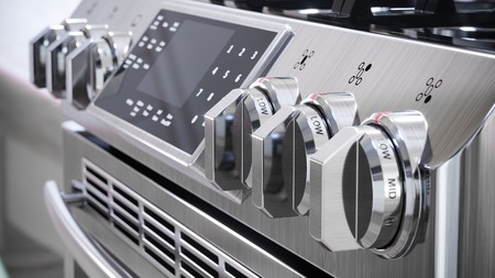 Stove control panel macro shot. 3d render
