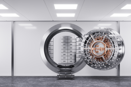 Bank vault door in premise bank. Safety concept. 3d renderの写真素材