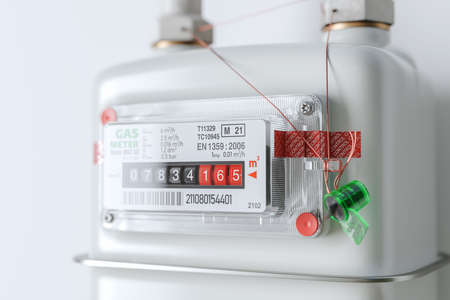 Close-up of household gas meter readings. 3D renderingの写真素材