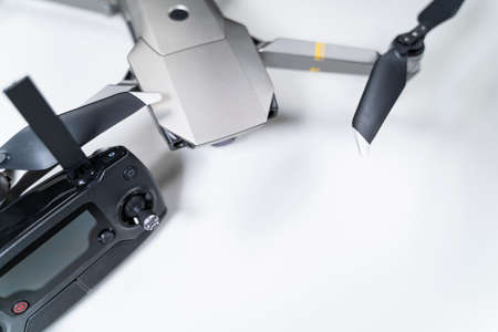 quadrocopter drone on a white table