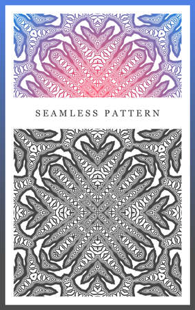Original seamless pattern, high quality. Rhythmic pattern, based on symmetry. Multilevel ornament consisting of large and medium-sized elements, and textures.のイラスト素材