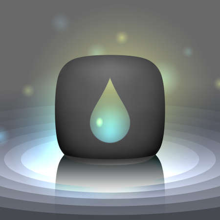 White shining drop icon. Glossy droplet, pure essence, cream isolatedのイラスト素材