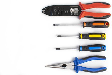Hand tools on a white background.の写真素材