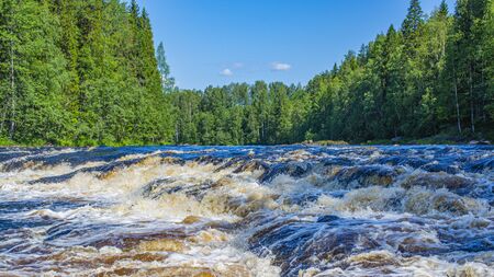 Threshold on the Shuya river in the summer on a sunny day
