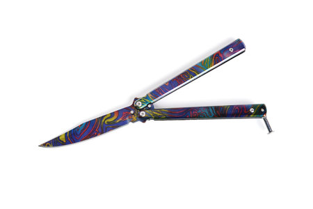 knife butterfly multicolor color white background close upの写真素材