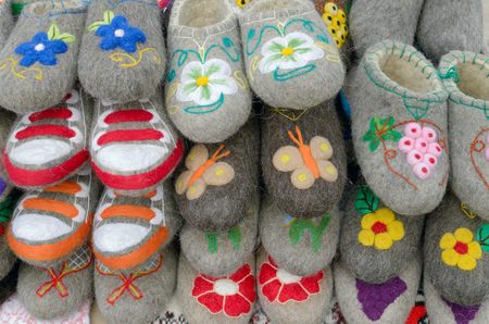 warm felted shoes made from sheep wool.feet warm in winte.