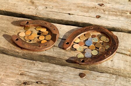 Horseshoe-symbol of luck and blagostanja.Believe it people and put money in the horseshoe.の写真素材