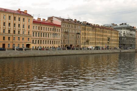 River Fontanka in Saint Petersburg.At its promenade are homes.の写真素材