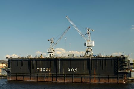 Russia.Tower cranes are working at the Admiralty shipyards in St. Petersburg.のeditorial素材