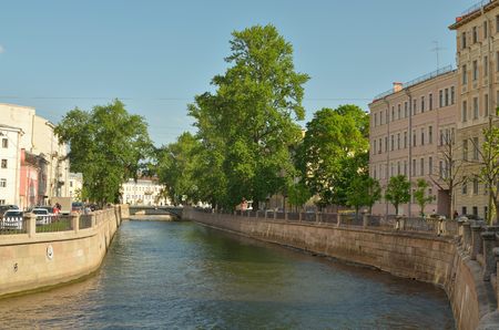 Russia.Saint-Petersburg.The city is crossed by numerous water channels and rivers.The picture shows the channel Griboyedov.のeditorial素材