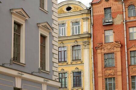 Russia.Saint-Petersburg.In the city center, different home,different from each other.の写真素材