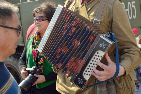 22.06.2016.A soldier plays the accordion.He sings an old song.The song during the war.のeditorial素材