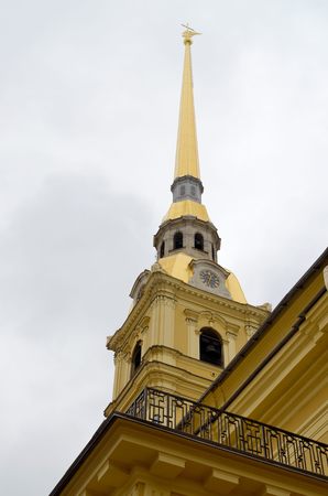 The spire of the Peter and Paul Fortress in St. Petersburg.のeditorial素材