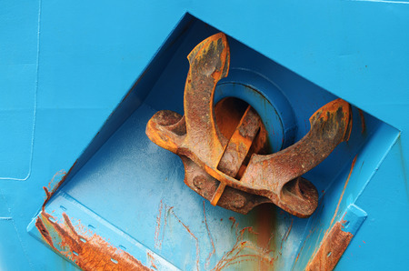 A heavy anchor holds a ship in one place.の写真素材
