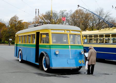 23.10.2016.Russia.Saint-Petersburg.23 October took place the celebration in honor of the 80th anniversary of the beginning of the trolleybus traffic in the cityのeditorial素材