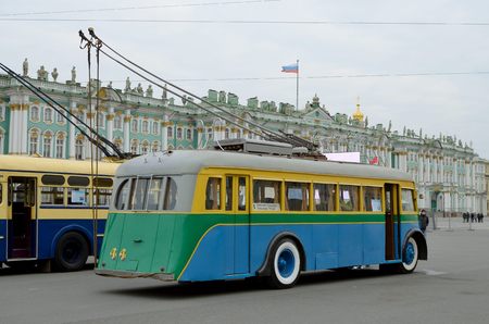 23.10.2016.Russia.Saint-Petersburg.23 October took place the celebration in honor of the 80th anniversary of the beginning of the trolleybus traffic in the cityのeditorial素材