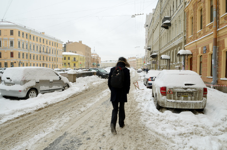 13.11.2016.Russia.Saint-Petersburg.In the city,in November,fell the snow more than the winter.のeditorial素材
