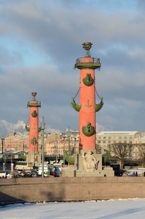 04.01.2017.Russia.Saint-Petersburg.Vintage nautical lighthouses are monuments of architecture.のeditorial素材