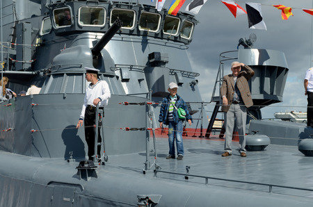 05.07.2015.Russia Saint Petersburg.The city held a display of fighting ships.のeditorial素材