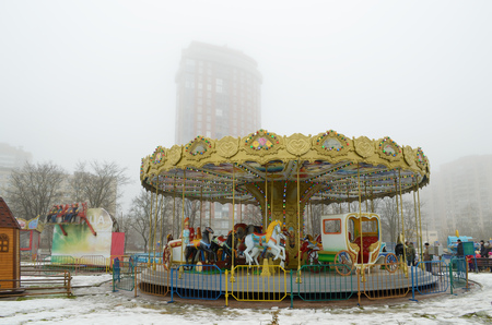 28.01.2017.Russia.Saint-Petersburg.In city Park there are amusement rides for children.It is a place to relax for the whole family.の写真素材