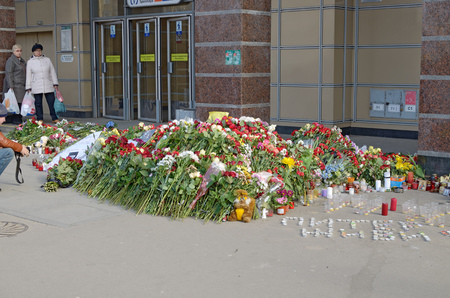 05.04.2017.Russia.Saint - Petersburg.Sennaya metro station.The metro was a terrorist attack...