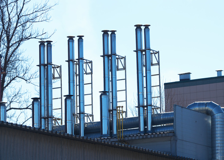 Metal pipe at the plant.Through them and remove the exhaust gases.のeditorial素材