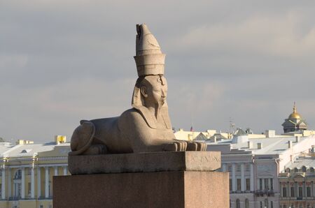 Russia.Saint-Petersburg.The statue of the Sphinx on the Neva.Is a city landmark.