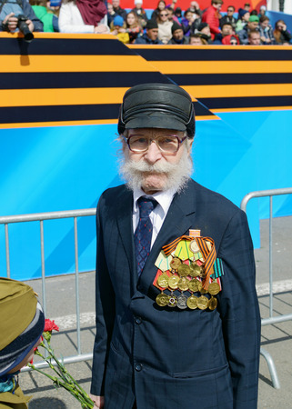 09.05.2017.Russia.Saint-Petersburg.A veteran of world war II in the Victory parade on the ninth of may .のeditorial素材