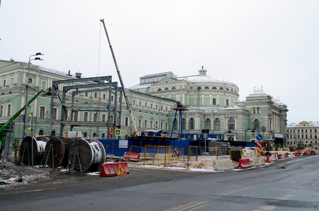 17.12.2016.Russia.Saint-Petersburg.in the centre of the city built a new metro station near Mariinsky theatre.のeditorial素材