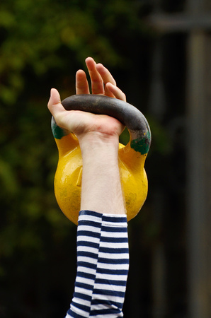 Competition in lifting weights.We need to raise the maximum more.の写真素材