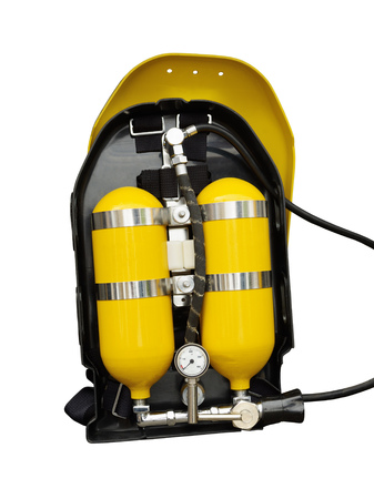 Equipment for scuba diving.Cylinders with oxygen for diving.の写真素材