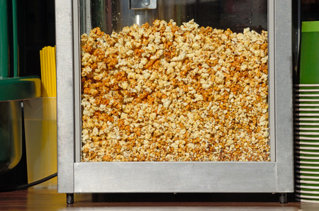 Delicious popcorn for sale.Delicious food on the walk.の写真素材