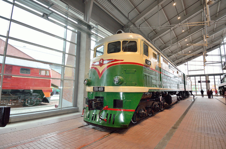 Saint-Petersburg.Russia.11.22.2017. Museum of railway transport.It is located near the Baltic station.The main part of the Museum is the large exhibits - locomotives, trains and wagons.のeditorial素材