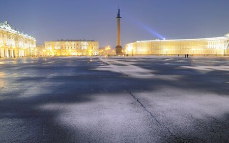 Saint-Petersburg.Palace square.main city square.The view at night in the winter.の写真素材