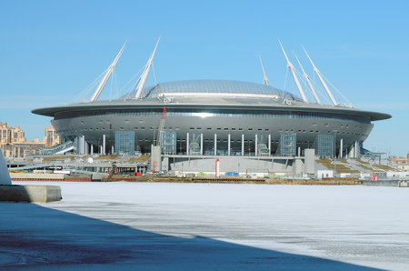 Saint-Petersburg.Russia.March.30.2018.Krestovsky island.The city built a football stadium for the world Cup in 2018.のeditorial素材